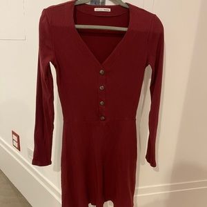 REFORMATION maroon ribbed button mini dress